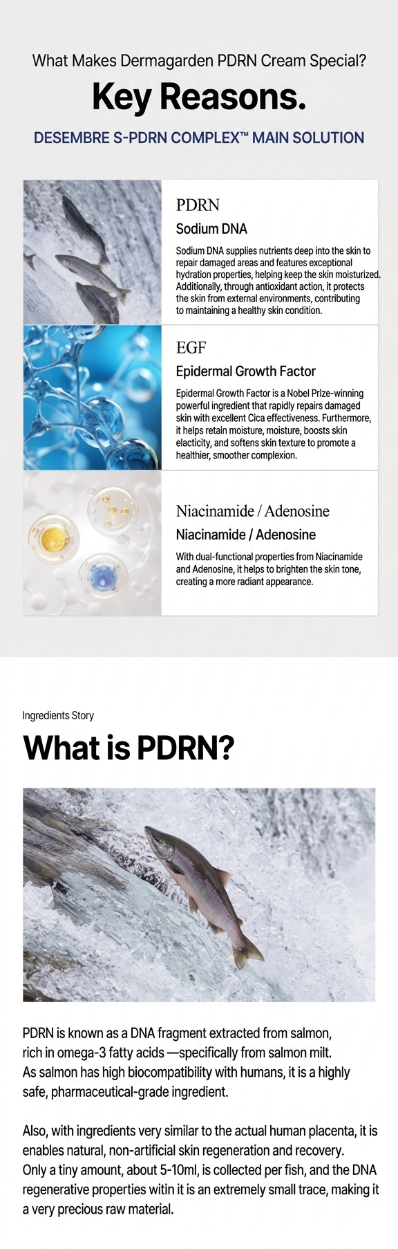Dermagarden S-PDRN Cream - Key Ingredients PDRN EGF Niacinamide