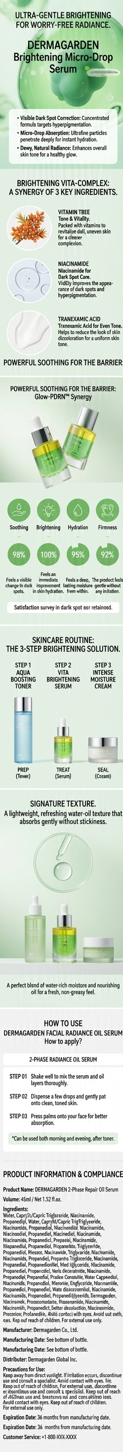 Dermagarden 2-Phase Repair Oil Serum - Brightening Vita Complex & Ingredients