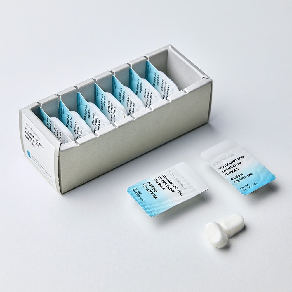 Eco+factory Rose Collagen Glow Gel Cream + Hyaluronic Acid Derma Glow Capsule Set
