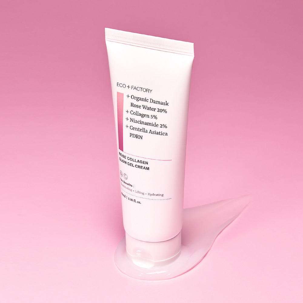Eco+factory Rose Collagen Glow Gel Cream + Hyaluronic Acid Derma Glow Capsule Set